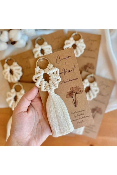 El Örmesi 100’lü Makrome Anahtarlık Düğün Kına Söz Için Hediyelik -100 Adet-