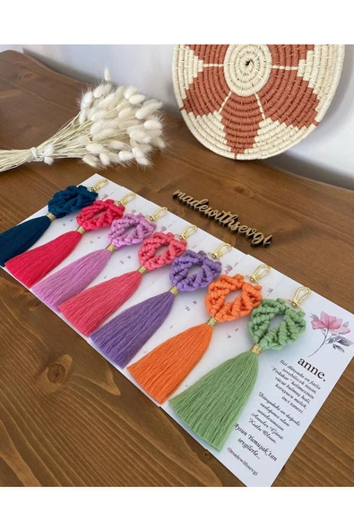 El Örmesi Makrome Anahtarlık Düğün Kına Söz Sünnet Nişan Için Hediyelik-10 ADET