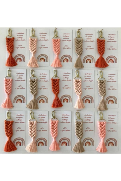 El Örmesi Makrome Anahtarlık Düğün Kına Söz Sünnet Nişan Için Hediyelik-10 ADET