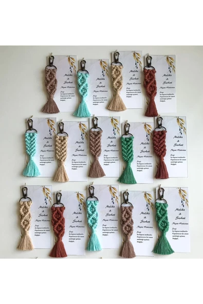 El Örmesi Makrome Anahtarlık Düğün Kına Söz Sünnet Nişan Için Hediyelik -25 ADET