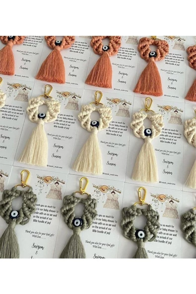 El Örmesi 10’lu Makrome Anahtarlık Düğün Kına Söz Için Hediyelik -10 Adet-