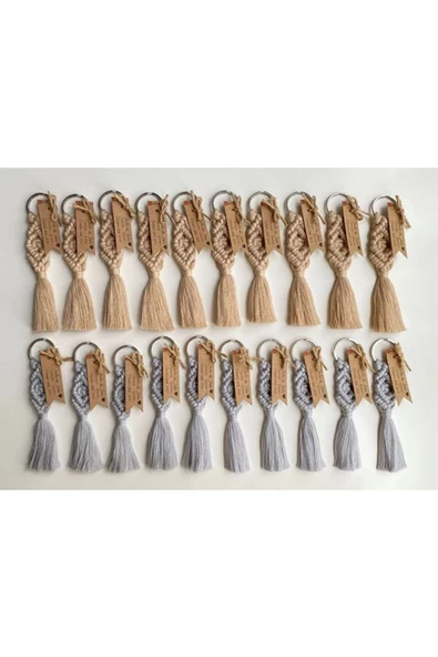 El Örmesi 100’lü Makrome Anahtarlık Düğün Kına Söz Için Hediyelik -100 Adet-