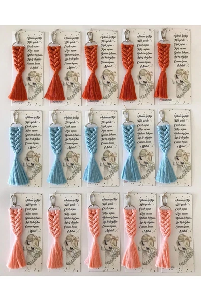 El Örmesi Makrome Anahtarlık Düğün Kına Söz Sünnet Nişan Için Hediyelik -50 ADET
