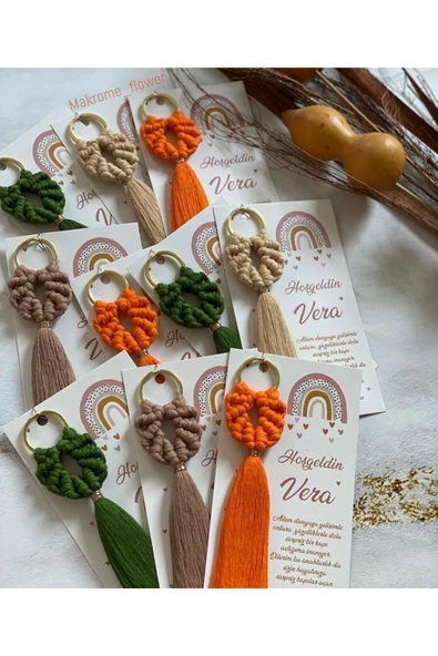 El Örmesi Makrome Anahtarlık Düğün Kına Söz Sünnet Nişan Için Hediyelik -100 ADET