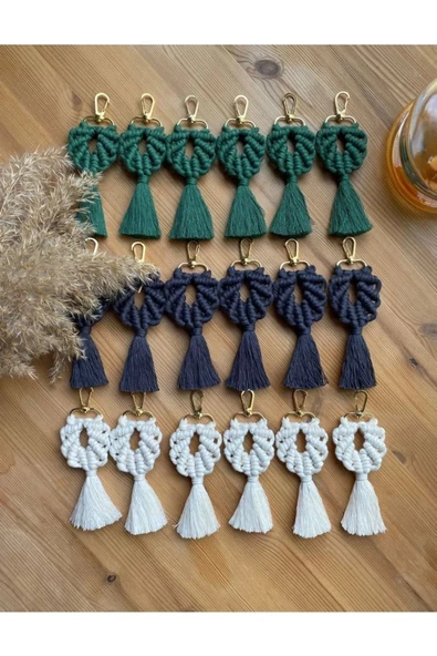 El Örmesi 50’li Makrome Anahtarlık Düğün Kına Söz Için Hediyelik -50 Adet-