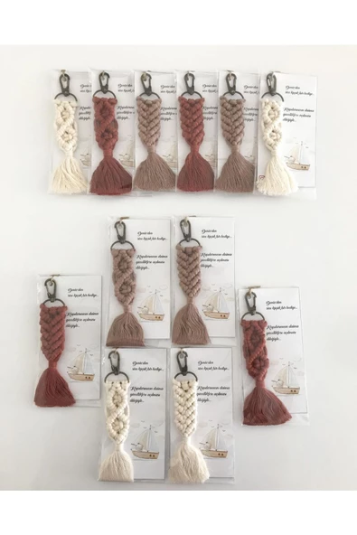 El Örmesi Makrome Anahtarlık Düğün Kına Söz Sünnet Nişan Için Hediyelik -100 ADET