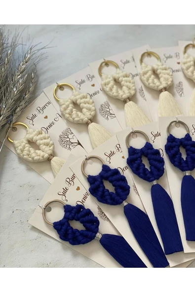 El Örmesi Makrome Anahtarlık Düğün Kına Söz Sünnet Nişan Için Hediyelik -100 ADET