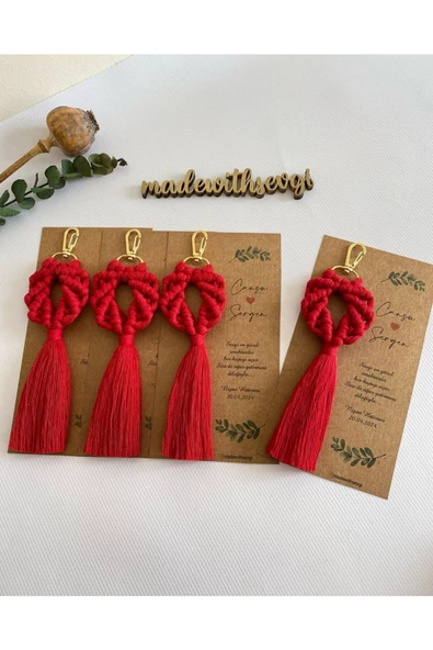 El Örmesi Makrome Anahtarlık Düğün Kına Söz Sünnet Nişan Için Hediyelik-10 ADET