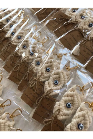 El Örmesi 20’li Makrome Anahtarlık Düğün Kına Söz Için Hediyelik -20 Adet- - 5