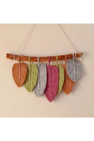 Duvar Süsü El Işçiliği Yaprak Desenli Makrome