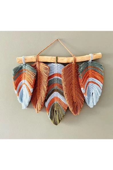 Duvar Süsü El Işçiliği Yaprak Desenli Makrome