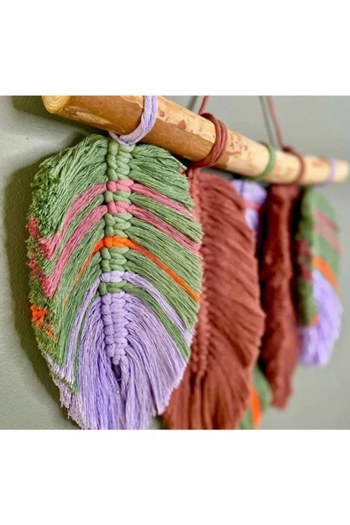 Duvar Süsü El Işçiliği Yaprak Desenli Makrome