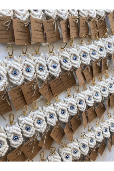 El Örmesi 20’li Makrome Anahtarlık Düğün Kına Söz Için Hediyelik -20 Adet-