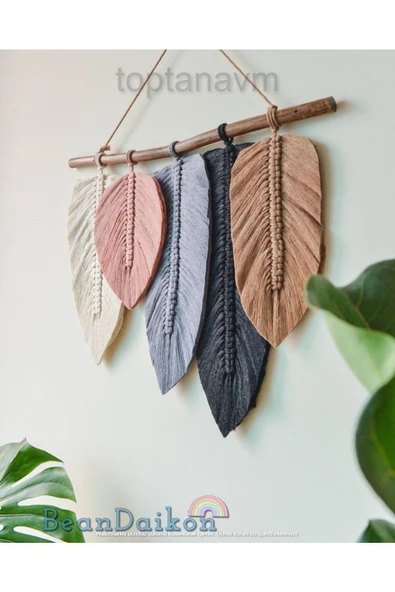 Makrome Duvar Süsü Yaprak Dekoratif Hediyelik