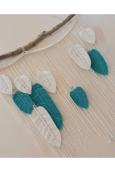 Duvar Süsü El Işçiliği Yaprak Desenli Makrome