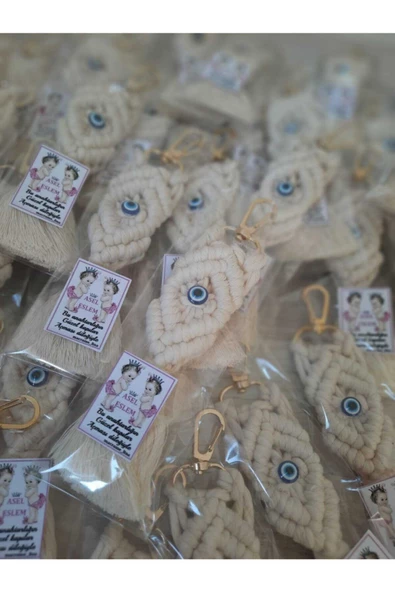 Düğün&kına&nişan&söz Için Hediyelik Dağıtmalık Makrome Anahtarlık( 50 Adet) - 4