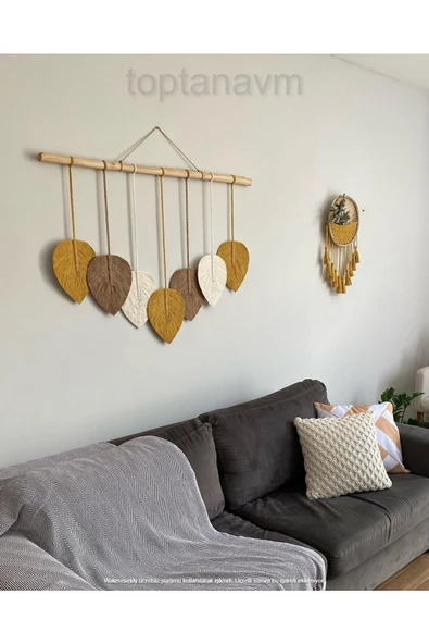 Makrome Duvar Süsü Yaprak Dekoratif Hediyelik