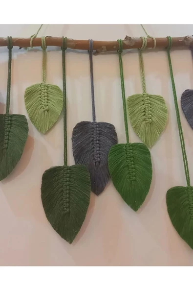 Duvar Süsü El Işçiliği Yaprak Desenli Makrome