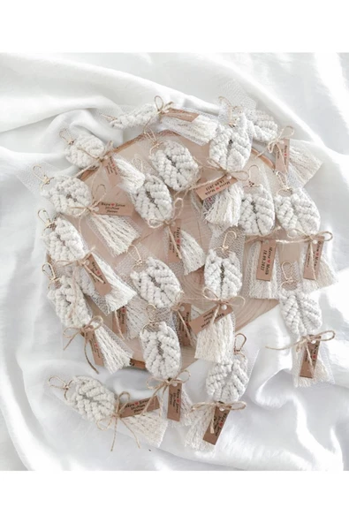 El Örmesi Makrome Anahtarlık (35 ADET) Düğün,kına,söz,sünnet Için Hediyelik