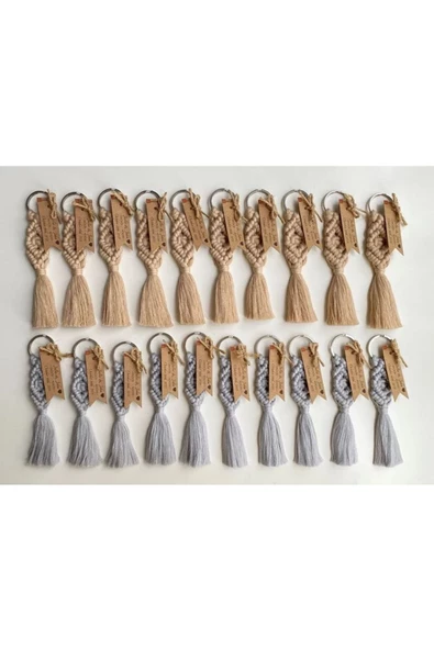 El Örmesi 10’lu Makrome Anahtarlık Düğün Kına Söz Için Hediyelik -10 Adet-