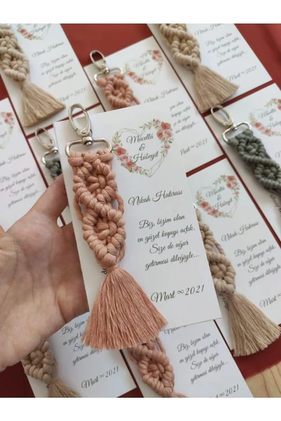 El Örmesi 50’li Makrome Anahtarlık Düğün Kına Söz Için Hediyelik -50 Adet-