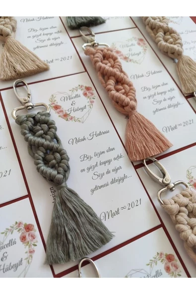 El Örmesi 50’li Makrome Anahtarlık Düğün Kına Söz Için Hediyelik -50 Adet-