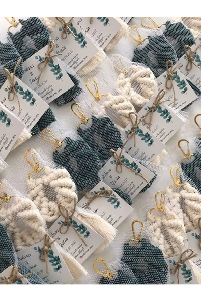 El Örmesi 20’li Makrome Anahtarlık Düğün Kına Söz Için Hediyelik -20 Adet- - 2