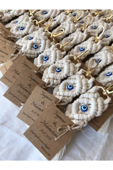 El Örmesi 20’li Makrome Anahtarlık Düğün Kına Söz Için Hediyelik -20 Adet- - 3