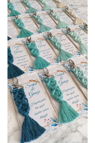 El Örmesi 50’li Makrome Anahtarlık Düğün Kına Söz Için Hediyelik -50 Adet-