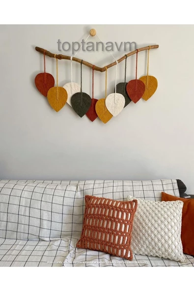 Makrome Duvar Süsü Yaprak Dekoratif Hediyelik