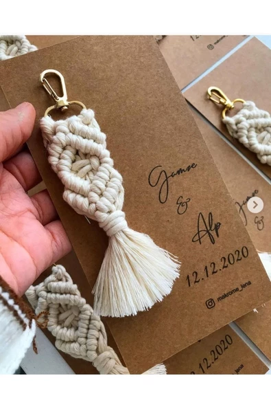 El Örmesi 20’li Makrome Anahtarlık Düğün Kına Söz Için Hediyelik -20 Adet-