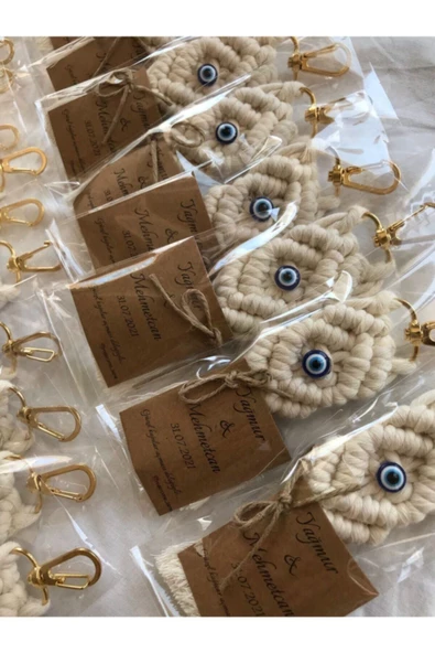 El Örmesi 20’li Makrome Anahtarlık Düğün Kına Söz Için Hediyelik -20 Adet- - 6