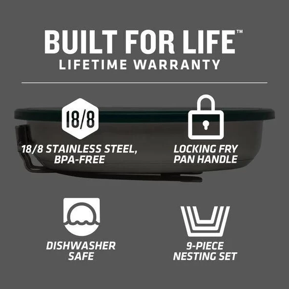 The All-In-One Fry Pan Set - Çelik Kızartma Tava Seti (9 Parça)  .94L  32oz - 8
