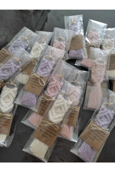 El Örmesi 15’li Makrome Anahtarlık Düğün Kına Söz Için Hediyelik -15 Adet-