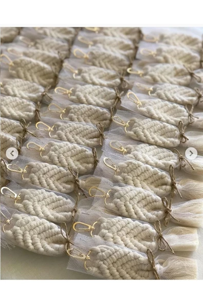 El Örmesi 20’li Makrome Anahtarlık Düğün Kına Söz Için Hediyelik -20 Adet-