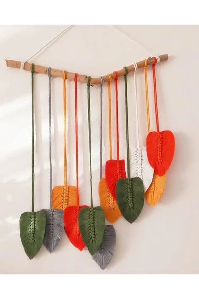 Duvar Süsü El Işçiliği Yaprak Desenli Makrome