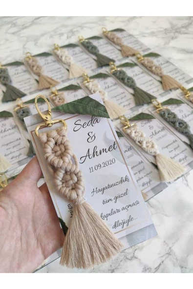 El Örmesi 10’lu Makrome Anahtarlık Düğün Kına Söz Için Hediyelik -10 Adet-