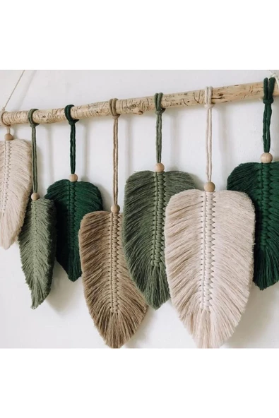 Duvar Süsü El Işçiliği Yaprak Desenli Makrome