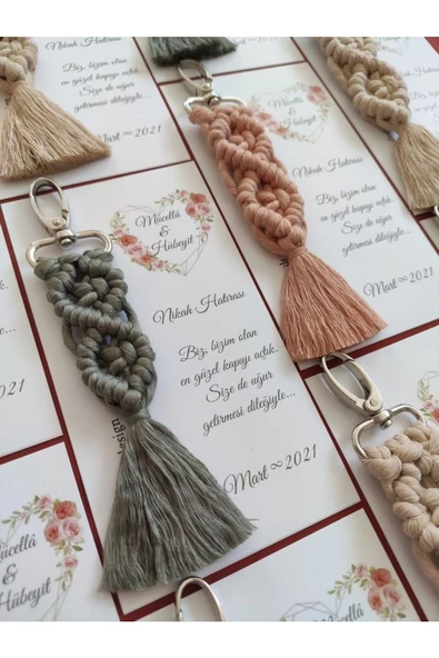 El Örmesi 20’li Makrome Anahtarlık Düğün Kına Söz Için Hediyelik -20 Adet-