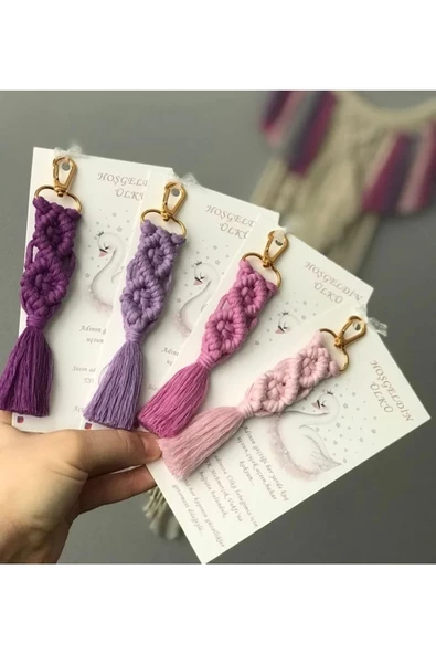 El Örmesi 100’lü Makrome Anahtarlık Düğün Kına Söz Için Hediyelik -100 Adet-