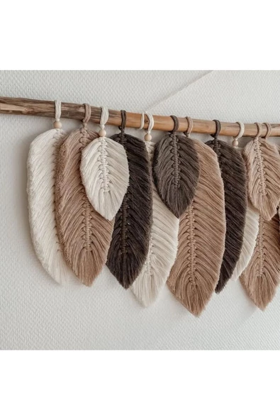 Duvar Süsü El Işçiliği Yaprak Desenli Makrome