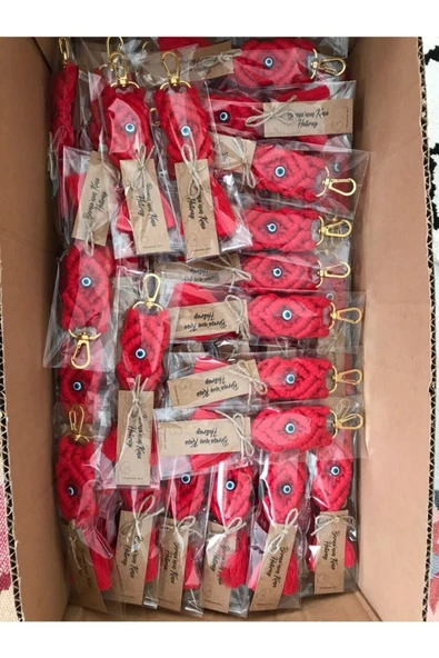 El Örmesi 20’li Makrome Anahtarlık Düğün Kına Söz Için Hediyelik -20 Adet- - 5