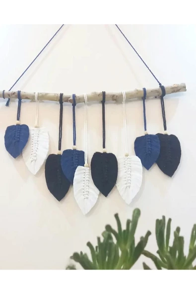 Duvar Süsü El Işçiliği Yaprak Desenli Makrome