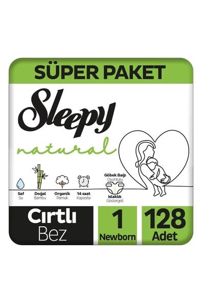 Sleepy Çocuk Bezi 2li Naturel 1 Numara 2-5 Kg 128 Adet