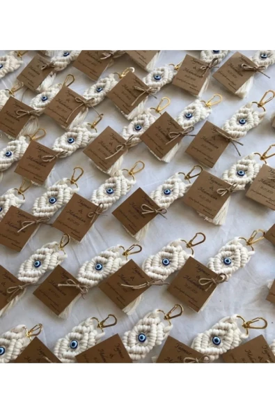 El Örmesi 25’li Makrome Anahtarlık Düğün Kına Söz Için Hediyelik -25 Adet- - 6