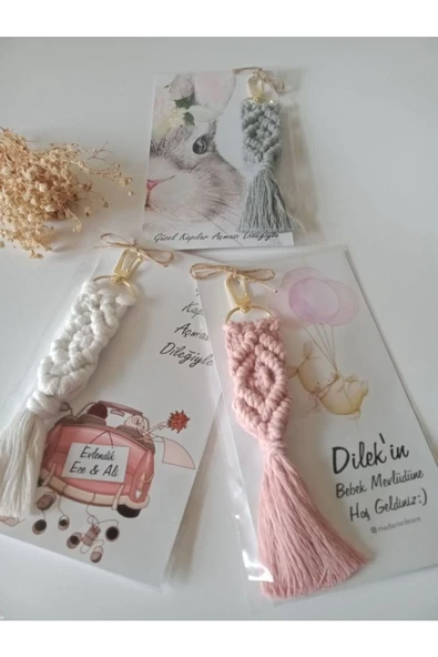 El Örmesi 10’lu Makrome Anahtarlık Düğün Kına Söz Için Hediyelik -10 Adet-