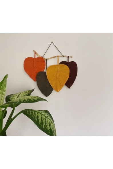 El Yapımı Makrome Yaprak Duvar Dekorasyonu