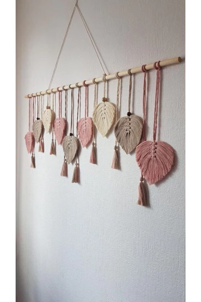 El Yapımı Makrome Yaprak Duvar Dekorasyonu