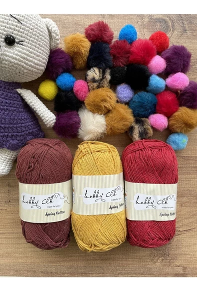 %100 Pamuk Punch ve Amigurumi Ipi Seti 3'lü