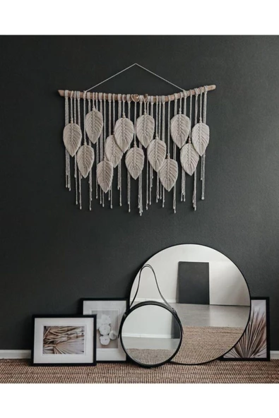 El Yapımı Makrome Yaprak Duvar Süsü